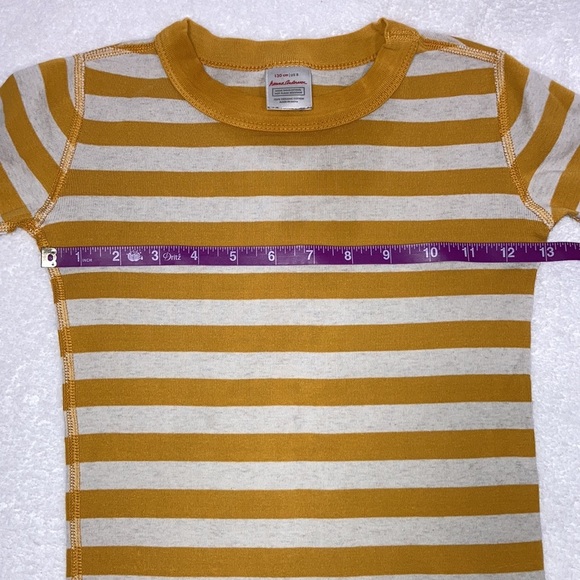 Hanna Andersson snug fit organic long sleeve gold striped pajama top size 8 - Picture 2 of 5
